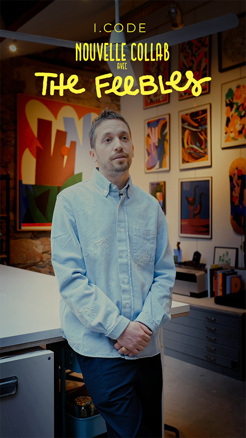 Film sur la collaboration I.Code x The Feebles avec interview des artistes et présentation de la capsule en mouvement.